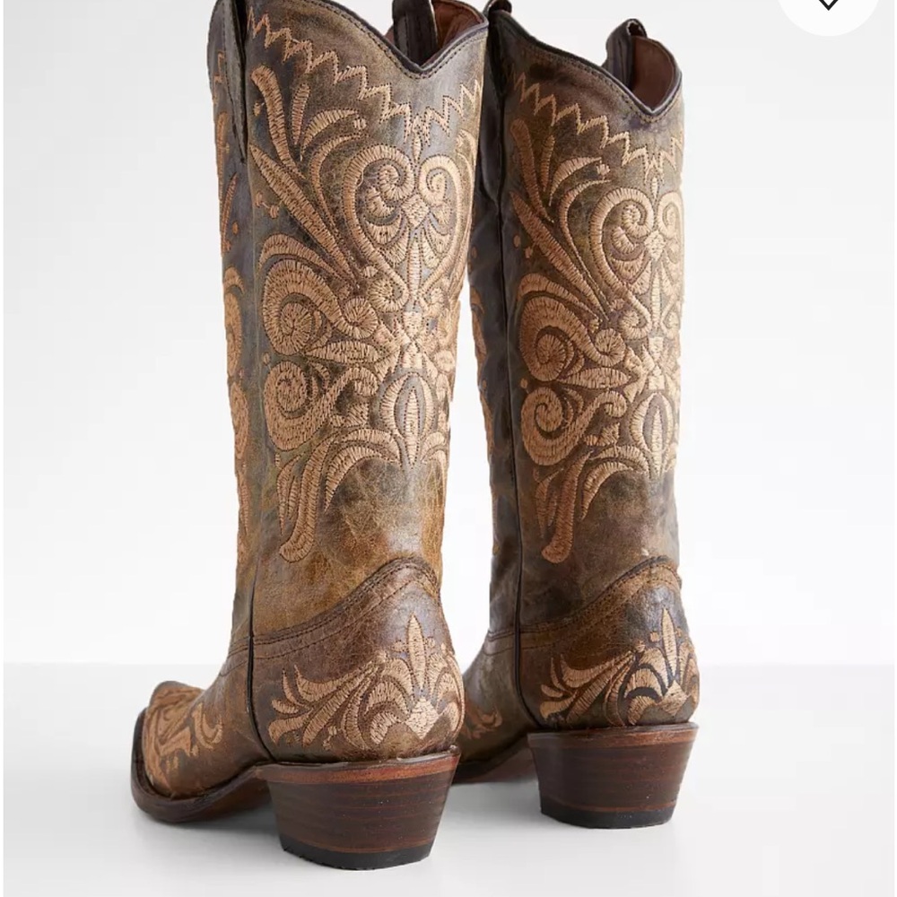 Circle G Tan and Brown Embroidered Heeled Boots - Picture 2 of 4